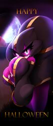 banette big_breasts breasts cum cum_on_breasts glowing_eyes halloween holidays human interspecies looking_at_viewer male mammal mega_banette mega_evolution messy moon nintendo outside penis penny_(plantpenetrator) plantpenetrator pokemon pokephilia purple_skin smaller_female standing