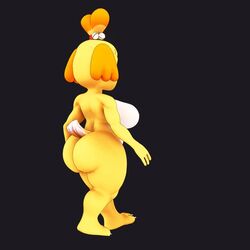 3d animal_crossing anthro ass canine dog endless female female_only fur hyper isabelle_(animal_crossing) mammal nintendo solo