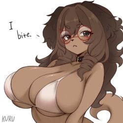 1girls 2d anthro blush breasts breasts_out brown_body brown_eyes brown_fur brown_hair cute female_only furry furry_only glasses good_girl puppy puppy_(character) puppy_(puppyypawss) puppyypawss puppyypawss_(artist) round_glasses tail