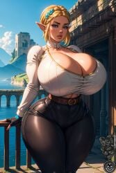 ai_generated big_ass big_breasts bimbo blonde_hair bythebrokenone elf elf_ears female_only princess_zelda