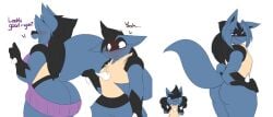 ass big_ass blush breasts bubble_butt dart(dewwydartz) dewwydarts dewwydartz female female_focus fluffy_tail furry game_freak hands_on_ass huge_ass lucario may_(dewwydartz) nintendo pear_shaped pear_shaped_female pokemon pokemon_(species) tail thick_thighs virgin_killer_sweater wide_hips