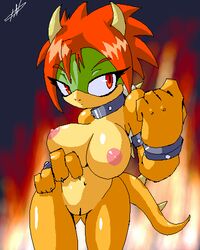 1girls 4:5 anthro bowser breasts female female_bowser female_only horns koopa large_breasts looking_at_viewer mario_(series) nem nintendo nipples nude pussy rule_63 scalie solo standing tagme tail