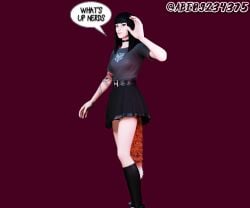 black_clothing black_hair black_panties buttplug charlotte_(fortnite) clothes clothing female female female_focus female_human female_only fortnite fortnite:_battle_royale fox_tail girl goth goth_girl greeting hime_cut red_eyes tagme tattoo tattooed_arm tattoos