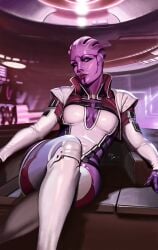 1girls ai_generated alien alien_girl asari female female_only mass_effect smile solo