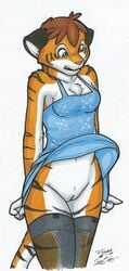 clothing dress feline female mammal os pussy solo tiger wardrobe_malfunction