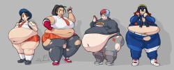 4girls belly big_belly carmine_(pokemon) fat fat_fetish female female_only huge_belly juliana_(pokemon) maniacalfork nemona_(pokemon) overweight penny_(pokemon) pokemon pokemon_sv tagme