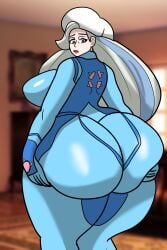 ass_focus grabbing_own_ass huge_ass huge_butt melony_(pokemon) milf phat_ass plump pokemon_ss samus_aran_(cosplay) shinyoppai tight_clothing