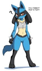 big_butt blue_body blue_fur breasts florida_man lucario pokemon pokemon_(species) pussy tail thick_legs thick_thighs white_background wide_hips