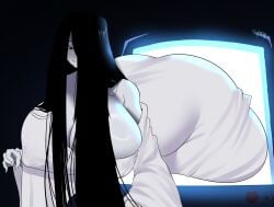 1girls closed_eyes coming_out_of_screen ghost ghost_girl guabeyo huge_ass huge_breasts long_hair movie_theater nipples_visible_through_clothing nyabeyo one_eye_covered tagme the_ring voluptuous voluptuous_female yamamura_sadako