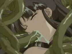 animated black_hair closed_eyes female oral rape saliva spy_of_darkness tentacle x2_speed