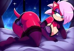 ai_generated ass booty breasts female hips magenta_fur pink_hair seductive_look solo sonia_the_hedgehog sonic_(series) sonic_the_hedgehog_(series) sonic_underground thick_thighs thighs