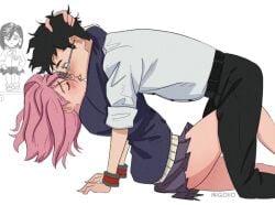 2girls1boy aira_shiratori ayase_momo bikini dandadan dominant_female fertilization horny_female hot kissing light-skinned_female light-skinned_male love male/female nerd netflix ovum panties romantic slut_collar smile takakura_ken_(okarun) vaginal_penetration virgin