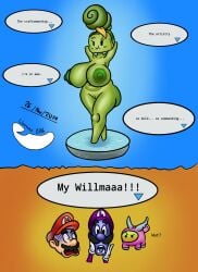 1girls 3boys anthro big_breasts breasts concordian female large_breasts lbanano0206 luigi male mario mario_(series) mario_and_luigi:_brothership mario_and_luigi_(series) meme milf snoutlet wega willma_(mario)