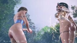 2girls animated ass ass_focus big_ass big_breasts female female_only idle_animation kazama_asuka kazama_jun low-angle_view milf mod namco no_sound tagme tekken tekken_8 thick_thighs underboob video voice_of_fanservice