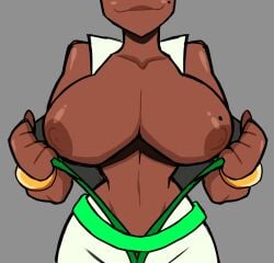 1girls big_breasts breast_focus breasts breasts_out close-up dark-skinned_female dark_skin eyes_out_of_frame female furiousart imani_(zrfurious) jacket mole_on_breast mole_on_cheek zrfurious