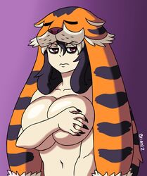 female huge_breasts indivisible razmi_(indivisible) tagme tiger_skin