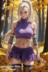 ai_generated alternate_version_available arm_band arms armwear ass big_breasts blonde_female blonde_hair blue_eyed blue_eyed_female blue_eyes blue_eyes_female blush boruto:_naruto_next_generations clothed clothed_female clothing crop_top day daytime feet female female_focus female_only feminine feminine_body flower flower_in_hair forest forest_background fully_clothed fully_clothed_female grass hair_over_one_eye holding_flower holding_flowers ino_yamanaka japanese japanese_female klexyai lips long_hair looking_at_viewer mature mature_female naruto naruto_(series) naruto_shippuden neck nipples nose outdoors pale-skinned_female pale_skin patreon patreon_username ponytail shiny shiny_clothes shiny_skin short_skirt shounen_jump skirt smooth smooth_skin solo sunlight thick_thighs thigh_highs thighhighs voluptuous voluptuous_female