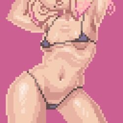 bikini breasts iseenudepeople navel nintendo pearl_(splatoon) pixel_art splatoon swimwear