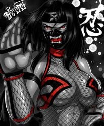 1girls absurd_res benikage bloody female_wrestler fishnet_clothing hi_res human kunoichi mask masked_female ninja ninja_girl ninja_headband ninja_mask pltnm06ghost red_clothing red_eyes rumble_roses shadow skimpy skimpy_clothes skimpy_outfit solo spot_color wrestler wrestling_outfit