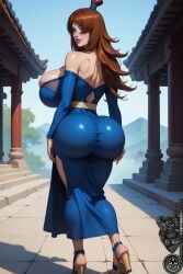 ai_generated auburn_hair back_view big_ass big_breasts bimbo breasts_bigger_than_head bubble_butt bythebrokenone heels looking_back_at_viewer mei_terumi naruto_(series) naruto_shippuden