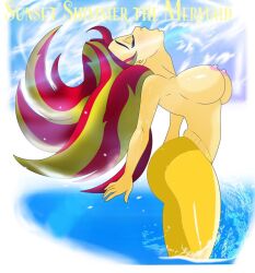 1girls bare_breasts big_breasts breasts edited edited_image equestria_girls female female_focus female_only friendship_is_magic hasbro mermaid mermaid_girl mermaid_transformation my_little_pony ocean solo solo_female sun sunset_shimmer swagalicious-tony topless topless_female transformation water yellow_body yellow_skin