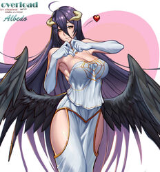 1girls 2015 albedo_(overlord) female female_only fully_clothed gtunver horns long_hair overlord_(maruyama) purple_hair solo succubus tagme very_long_hair wings yellow_eyes