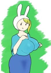 adventure_time big_breasts breasts cleavage clothed clothing female female_only fionna_the_human_girl fuyunoame headwear human pale_skin shorts tagme