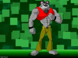 00s 1boy 2008 anthro anthro_only chest_tuft crash_(series) fabfelipe furry furry_male furry_only green_background koala koala_kong male male_focus male_only muscular non-human non-human_only pubic_hair pubic_hair_peek red_tank_top solo solo_male tank_top tank_top_lift toony video_games