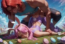 ai_generated broken_rape_victim brokentoys bunny_costume bunny_ears bunny_girl bunny_tail bunnysuit defeated doggy_style easter easter_egg flower_in_hair flowers fucked_silly fucked_to_death hair hermes113 pink_hair rape raped twintails