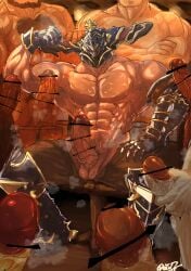 animal_ears balls bara big_penis boner cow_ears draph erection flexing gay granblue_fantasy horns male male_only multiple_males muscles muscular musk oyatu55k penis sweat sweating vaseraga