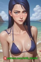 1girls ahq_hentai ai_generated arcane arcane_caitlyn bikini blue_bikini blue_hair blush breasts caitlyn_kiramman league_of_legends medium_breasts patreon perfect_body smile stable_diffusion standing wet