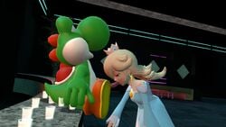 1boy 1girls 3d cowman female human indoors male mario_(series) nintendo princess_rosalina straight yoshi