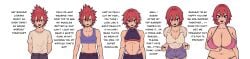 bakugou_katsuki bimbofication bra chubby crop_top cutting_hair eijirou_kirishima fat_ass fat_female fat_transformation fatty genderswap_(mtf) guyfromliyue(artist) haircut huge_breasts infertility katsuki_bakugou kirishima_eijirou married_couple mtf_crossgender mtf_transformation my_hero_academia red_hair roleplay shirt shorts tight_clothes tight_clothing tight_shirt transformation