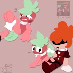 anthro before_and_after caretaker dandy's_world dandys_world enjoying_rape kim_kemartz leaf_hair leaf_tail pegging rape sam_mclaughlin_(dandy's_world) sam_x_sprout_is_peak sex_toy sprout_(dandy's_world) strawberry toonxhandler watermark white_eyes white_gloves