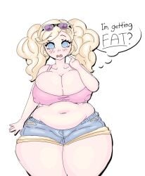 ann_takamaki beach_clothes big_breasts chubby chubby_female fat implied_weight_gain newmetrack overweight overweight_female persona persona_5 weight_conscious