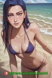 1girls ahq_hentai ai_generated arcane arcane_caitlyn bikini blue_bikini blue_hair blush breasts caitlyn_kiramman league_of_legends medium_breasts patreon perfect_body smile stable_diffusion standing wet