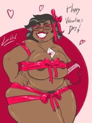 1girls brown_hair camila_noceda chubby chubby_female completely_nude completely_nude_female dark-skinned_female dark_skin disney disney_channel gift_wrapped latina lixdel_drawing mature mature_female milf mother plump the_owl_house valentine's_day