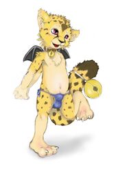 1boy 2011 anthro balls blush bulge clothed clothing collar feline hexxy male male_only mammal navel nipples penis pink_eyes solo