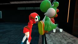 1boy 1girls 3d cowman female indoors male mario_(series) nintendo rule_63 shy_gal yoshi