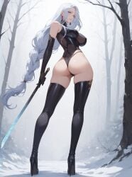 ai_generated bewitching_thighs full_body genshin_impact shenhe_(genshin_impact) shu white_hair