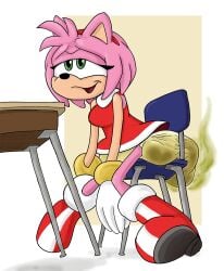 amy_rose chair desk diaper full_diaper fully_clothed green_eyes messy_diaper pink_body red_dress shit simple_background sonic_(series) sonic_the_hedgehog_(series) stinky