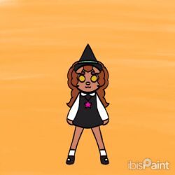 1:1 animated anthro canid canine female female/female halloween holidays ibispaintx low_res mammal merry_(riverxa) riverxa short_playtime solo witch_costume