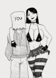 1boy 1girls 2d busty devil_hs faceless_male female goth goth_girl hourglass_figure male stripes_(devil_hs) tagme wide_hips