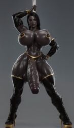 1futa abs ai_generated athletic_futanari big_breasts big_muscles big_penis big_thighs black_body black_hair cock_ring dark-skinned_futanari dark_hair dark_skin futa_only futanari hi_res highres huge_balls huge_breasts huge_cock huge_thighs looking_at_viewer muscle muscles muscular muscular_futanari muscular_thighs red_eyes veiny_penis