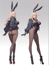 ai_generated bewitching_thighs blonde_hair bunny_ears full_body high_heels pantyhose shu