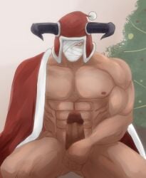 animal_ears balls bara boner cow_ears draph erection granblue_fantasy horns male male_only muscles muscular nude o_g_pix penis solo solo_male vaseraga