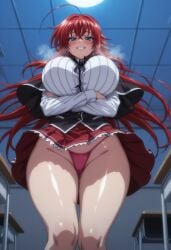 ai_generated big_breasts big_hips curvy high_school_dxd huge_breasts kikia1 long_hair panties red_hair rias_gremory school_uniform tagme