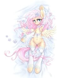 1girls 2015 absurd_res cutie_mark equine female fluttershy_(mlp) friendship_is_magic long_hair looking_at_viewer lying mammal mlpanon my_little_pony navel on_back pegasus pink_hair see-through solo straight_hair wings