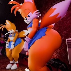 adri164 crop_top female femboy huge_ass male penis rouge_the_bat skirt sonic_(series) sonic_the_hedgehog_(series) tails