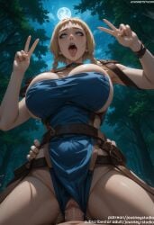 (queen's 1boy ahe_gao ai_generated bangs belt black_belt blade blade) blonde_hair blue_dress blue_eyes blush braid breasts choker cleavage clothed_female_nude_male clothed_sex clothing clothing_aside cowgirl_position cowgirl_position double_v dress echidna erection female female forest full_moon huge_breasts jewelry jousneystudio large_breasts leina leina_vance leotard_aside long_hair looking_at_viewer male moon nature night night_sky nipples on_top open_mouth outdoors pelvic_curtain penis pov queen's reina saliva sex shoulder_armor sky smile solo_focus spread_legs standing straddling straight sweat teeth thick_thighs thighs tied_hair tongue tongue_out torso_grab tree twin_braids uncensored v vagina vaginal_penetration